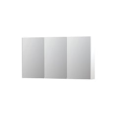 INK SPK2 spiegelkast met 3 dubbelzijdige spiegeldeuren, 6 verstelbare glazen planchetten, stopcontact en schakelaar 140 x 14 x 73 cm, mat wit