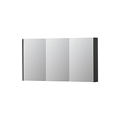 INK SPK2 spiegelkast met 3 dubbelzijdige spiegeldeuren, 6 verstelbare glazen planchetten, stopcontact en schakelaar 140 x 14 x 73 cm, mat antraciet