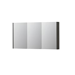 INK SPK2 spiegelkast met 3 dubbelzijdige spiegeldeuren, 6 verstelbare glazen planchetten, stopcontact en schakelaar 140 x 14 x 73 cm, gerookt eiken