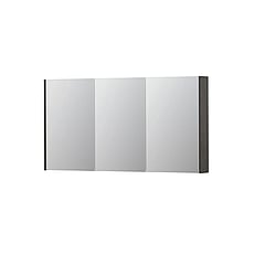 INK SPK2 spiegelkast met 3 dubbelzijdige spiegeldeuren, 6 verstelbare glazen planchetten, stopcontact en schakelaar 140 x 14 x 73 cm, oer grijs