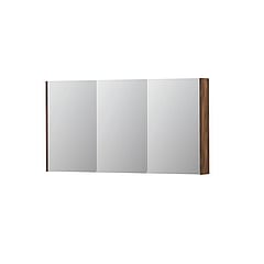 INK SPK2 spiegelkast met 3 dubbelzijdige spiegeldeuren, 6 verstelbare glazen planchetten, stopcontact en schakelaar 140 x 14 x 73 cm, noten
