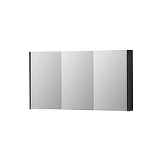 INK SPK2 spiegelkast met 3 dubbelzijdige spiegeldeuren, 6 verstelbare glazen planchetten, stopcontact en schakelaar 140 x 14 x 73 cm, houtskool eiken