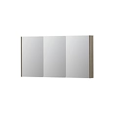 INK SPK2 spiegelkast met 3 dubbelzijdige spiegeldeuren, 6 verstelbare glazen planchetten, stopcontact en schakelaar 140 x 14 x 73 cm, greige eiken