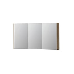 INK SPK2 spiegelkast met 3 dubbelzijdige spiegeldeuren, 6 verstelbare glazen planchetten, stopcontact en schakelaar 180 x 14 x 73 cm, zuiver eiken