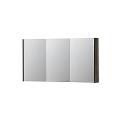 INK SPK2 spiegelkast met 3 dubbelzijdige spiegeldeuren, 6 verstelbare glazen planchetten, stopcontact en schakelaar 140 x 14 x 73 cm, fineer charcoal