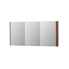 INK SPK2 spiegelkast met 3 dubbelzijdige spiegeldeuren, 6 verstelbare glazen planchetten, stopcontact en schakelaar 160 x 14 x 73 cm, noten