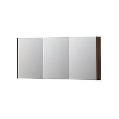 INK SPK2 spiegelkast met 3 dubbelzijdige spiegeldeuren, 6 verstelbare glazen planchetten, stopcontact en schakelaar 160 x 14 x 73 cm, koper eiken