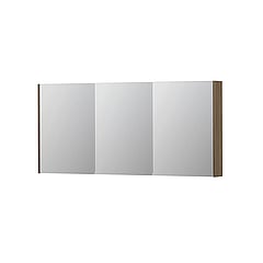 INK SPK2 spiegelkast met 3 dubbelzijdige spiegeldeuren, 6 verstelbare glazen planchetten, stopcontact en schakelaar 160 x 14 x 73 cm, zuiver eiken