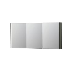 INK SPK2 spiegelkast met 3 dubbelzijdige spiegeldeuren, 6 verstelbare glazen planchetten, stopcontact en schakelaar 160 x 14 x 73 cm, mat beton groen