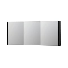 INK SPK2 spiegelkast met 3 dubbelzijdige spiegeldeuren, 6 verstelbare glazen planchetten, stopcontact en schakelaar 180 x 14 x 73 cm, mat zwart