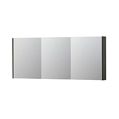 INK SPK2 spiegelkast met 3 dubbelzijdige spiegeldeuren, 6 verstelbare glazen planchetten, stopcontact en schakelaar 180 x 14 x 73 cm, gerookt eiken
