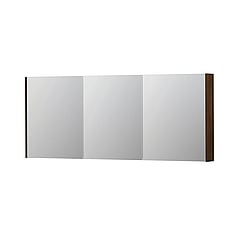 INK SPK2 spiegelkast met 3 dubbelzijdige spiegeldeuren, 6 verstelbare glazen planchetten, stopcontact en schakelaar 180 x 14 x 73 cm, koper eiken
