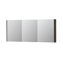 INK SPK2 spiegelkast met 3 dubbelzijdige spiegeldeuren, 6 verstelbare glazen planchetten, stopcontact en schakelaar 180 x 14 x 73 cm, fineer charcoal