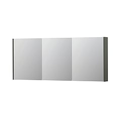 INK SPK2 spiegelkast met 3 dubbelzijdige spiegeldeuren, 6 verstelbare glazen planchetten, stopcontact en schakelaar 180 x 14 x 73 cm, mat beton groen