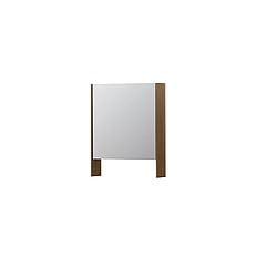 INK SPK3 spiegelkast met 1 dubbel gespiegelde deur, open planchet, stopcontact en schakelaar 60 x 14 x 74 cm, massief eiken aqua