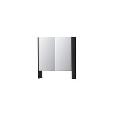 INK® SPK3 spiegelkast met 2 dubbel gespiegelde deuren, open planchet, stopcontact en schakelaar 70 x 14 x 74 cm, mat zwart