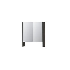 INK SPK3 spiegelkast met 2 dubbel gespiegelde deuren, open planchet, stopcontact en schakelaar 70 x 14 x 74 cm, gerookt eiken