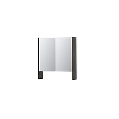 INK SPK3 spiegelkast met 2 dubbel gespiegelde deuren, open planchet, stopcontact en schakelaar 70 x 14 x 74 cm, oer grijs