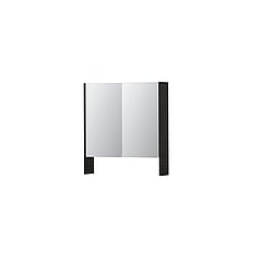 INK SPK3 spiegelkast met 2 dubbel gespiegelde deuren, open planchet, stopcontact en schakelaar 70 x 14 x 74 cm, houtskool eiken