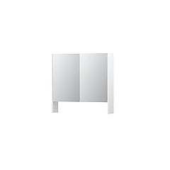 INK® SPK3 spiegelkast met 2 dubbel gespiegelde deuren, open planchet, stopcontact en schakelaar 80 x 14 x 74 cm, mat wit