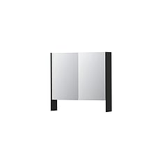 INK SPK3 spiegelkast met 2 dubbel gespiegelde deuren, open planchet, stopcontact en schakelaar 80 x 14 x 74 cm, mat zwart