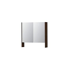 INK SPK3 spiegelkast met 2 dubbel gespiegelde deuren, open planchet, stopcontact en schakelaar 80 x 14 x 74 cm, koper eiken