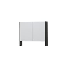 INK SPK3 spiegelkast met 2 dubbel gespiegelde deuren, open planchet, stopcontact en schakelaar 90 x 14 x 74 cm, mat antraciet