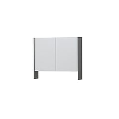 INK SPK3 spiegelkast met 2 dubbel gespiegelde deuren, open planchet, stopcontact en schakelaar 90 x 14 x 74 cm, mat grijs