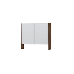INK SPK3 spiegelkast met 2 dubbel gespiegelde deuren, open planchet, stopcontact en schakelaar 90 x 14 x 74 cm, noten