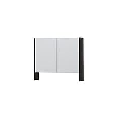 INK SPK3 spiegelkast met 2 dubbel gespiegelde deuren, open planchet, stopcontact en schakelaar 90 x 14 x 74 cm, houtskool eiken