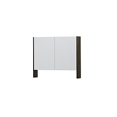 INK SPK3 spiegelkast met 2 dubbel gespiegelde deuren, open planchet, stopcontact en schakelaar 90 x 14 x 74 cm, fineer charcoal