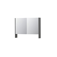 INK SPK3 spiegelkast met 2 dubbel gespiegelde deuren, open planchet, stopcontact en schakelaar 100 x 14 x 74 cm, mat grijs