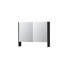 INK SPK3 spiegelkast met 2 dubbel gespiegelde deuren, open planchet, stopcontact en schakelaar 100 x 14 x 74 cm, mat zwart