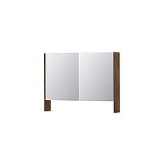 INK SPK3 spiegelkast met 2 dubbel gespiegelde deuren, open planchet, stopcontact en schakelaar 100 x 14 x 74 cm, noten