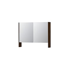 INK SPK3 spiegelkast met 2 dubbel gespiegelde deuren, open planchet, stopcontact en schakelaar 100 x 14 x 74 cm, koper eiken
