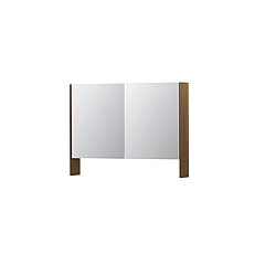 INK SPK3 spiegelkast met 2 dubbel gespiegelde deuren, open planchet, stopcontact en schakelaar 100 x 14 x 74 cm, massief eiken aqua