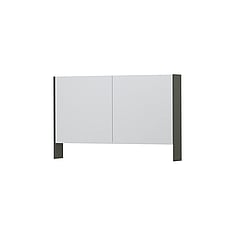 INK® SPK3 spiegelkast met 2 dubbel gespiegelde deuren, open planchet, stopcontact en schakelaar 120 x 14 x 74 cm, mat beton groen