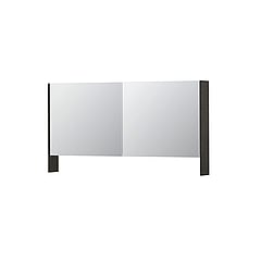 INK SPK3 spiegelkast met 2 dubbel gespiegelde deuren, open planchet, stopcontact en schakelaar 140 x 14 x 74 cm, gerookt eiken