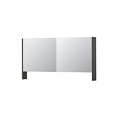 INK SPK3 spiegelkast met 2 dubbel gespiegelde deuren, open planchet, stopcontact en schakelaar 140 x 14 x 74 cm, oer grijs