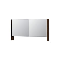 INK SPK3 spiegelkast met 2 dubbel gespiegelde deuren, open planchet, stopcontact en schakelaar 140 x 14 x 74 cm, koper eiken
