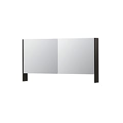 INK SPK3 spiegelkast met 2 dubbel gespiegelde deuren, open planchet, stopcontact en schakelaar 140 x 14 x 74 cm, intens eiken