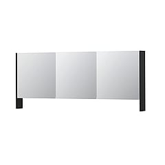INK SPK3 spiegelkast met 3 dubbel gespiegelde deuren, open planchet, stopcontact en schakelaar 180 x 14 x 74 cm, mat zwart