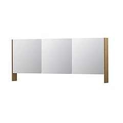 INK SPK3 spiegelkast met 3 dubbel gespiegelde deuren, open planchet, stopcontact en schakelaar 180 x 14 x 74 cm, fineer natur