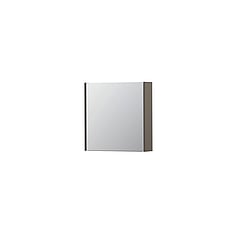 INK SPK1 spiegelkast met 1 dubbel gespiegelde deur, 1 verstelbaar glazen planchet, stopcontact en schakelaar 60 x 14 x 60 cm, mat taupe