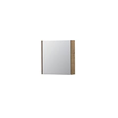 INK SPK1 spiegelkast met 1 dubbel gespiegelde deur, 1 verstelbaar glazen planchet, stopcontact en schakelaar 60 x 14 x 60 cm, naturel eiken