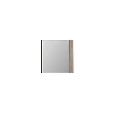 INK SPK1 spiegelkast met 1 dubbel gespiegelde deur, 1 verstelbaar glazen planchet, stopcontact en schakelaar 60 x 14 x 60 cm, greige eiken