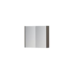 INK SPK1 spiegelkast met 2 dubbel gespiegelde deuren, 1 verstelbaar glazen planchet, stopcontact en schakelaar 70 x 14 x 60 cm, mat taupe