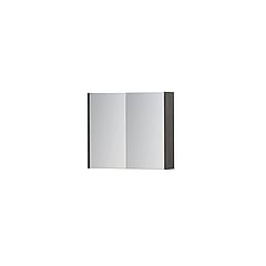 INK SPK1 spiegelkast met 2 dubbel gespiegelde deuren, 1 verstelbaar glazen planchet, stopcontact en schakelaar 70 x 14 x 60 cm, oer grijs