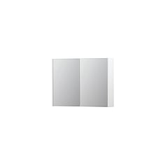 INK® SPK1 spiegelkast met 2 dubbel gespiegelde deuren, 1 verstelbaar glazen planchet, stopcontact en schakelaar 80 x 14 x 60 cm, mat wit