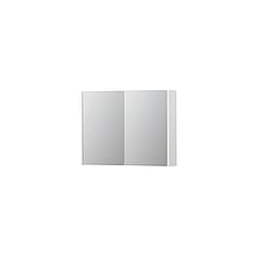 INK SPK1 spiegelkast met 2 dubbel gespiegelde deuren, 1 verstelbaar glazen planchet, stopcontact en schakelaar 80 x 14 x 60 cm, hoogglans antraciet